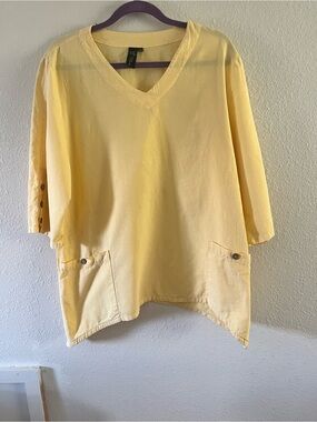 Focus Casual Life Yellow V-Neck Tunic L Top